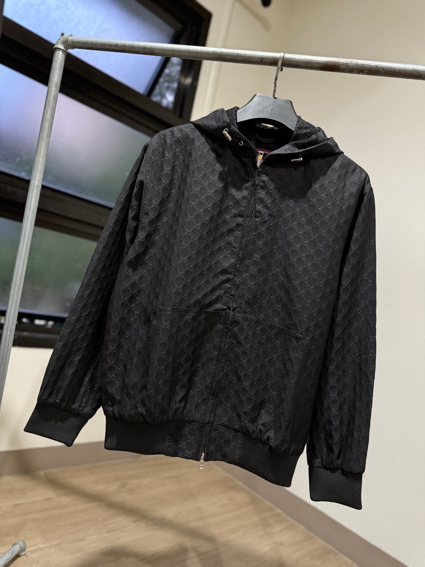 Gucci Zip Monogram Hooded Jacket