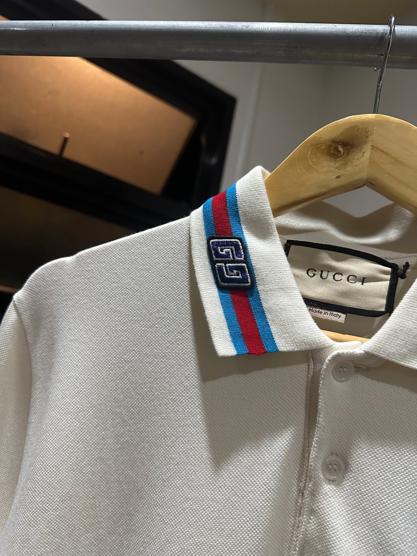 Gucci Cotton Piquet Square GG Polo Shirt (Cream)