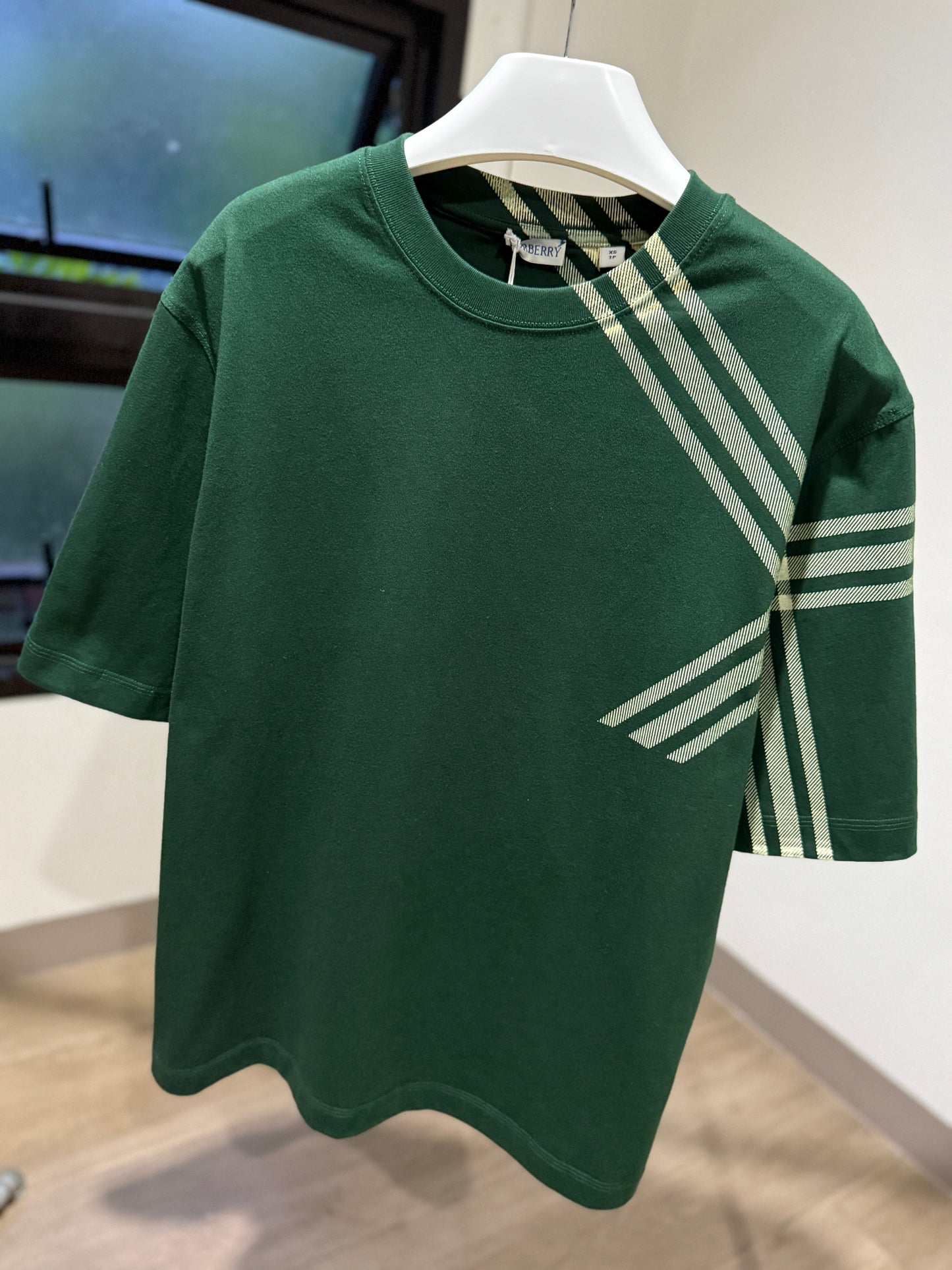 Burberry Check Sleeve Cotton T-Shirt