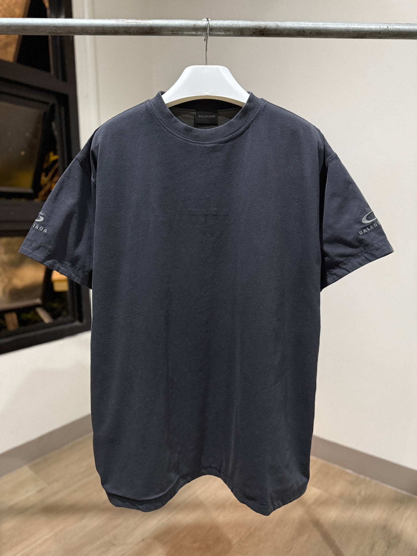Balenciaga Back Reversible OS T-Shirt (Grey/Faded Black)