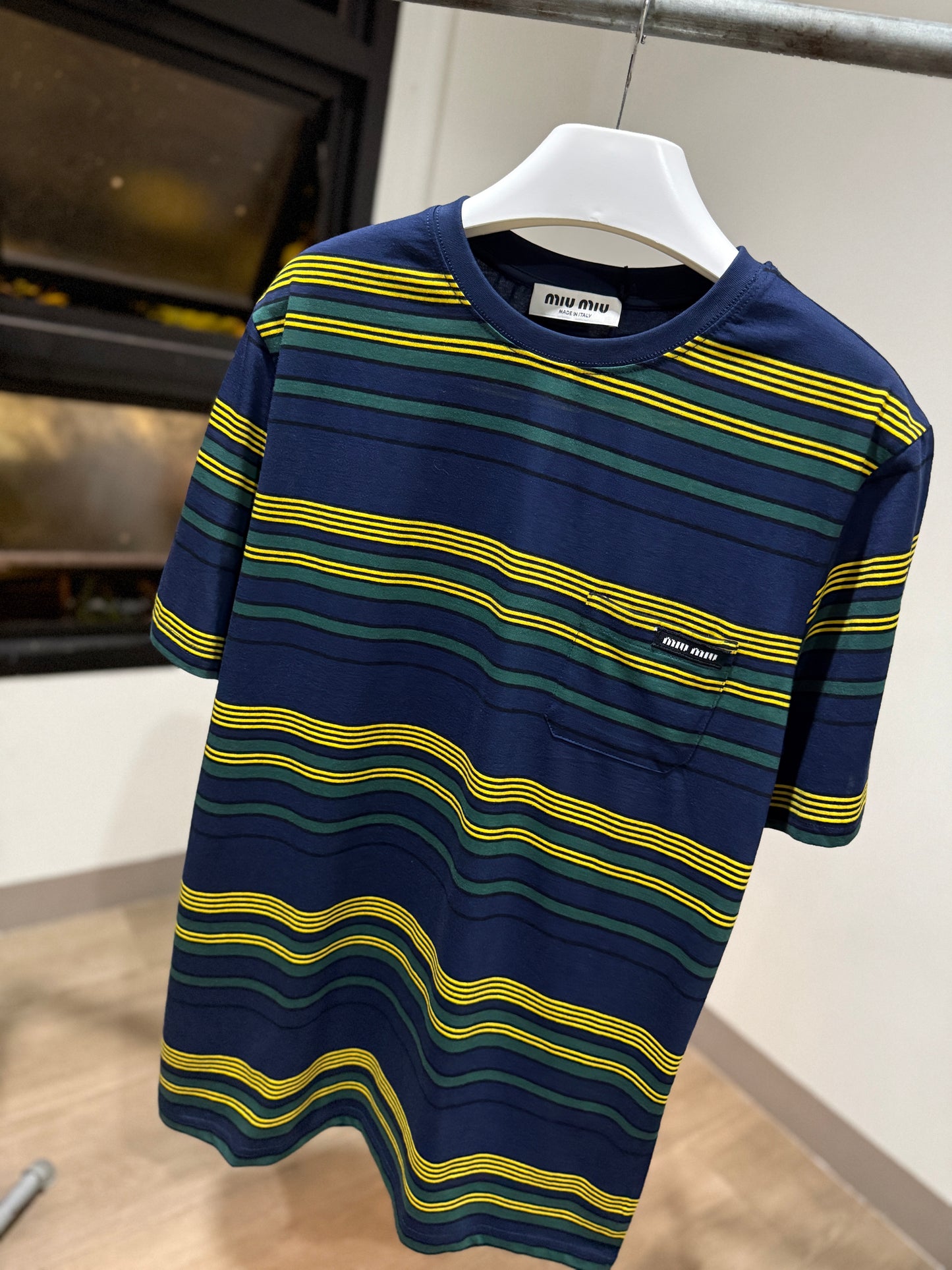 MiuMiu Blue/Bottle Striped T-Shirt