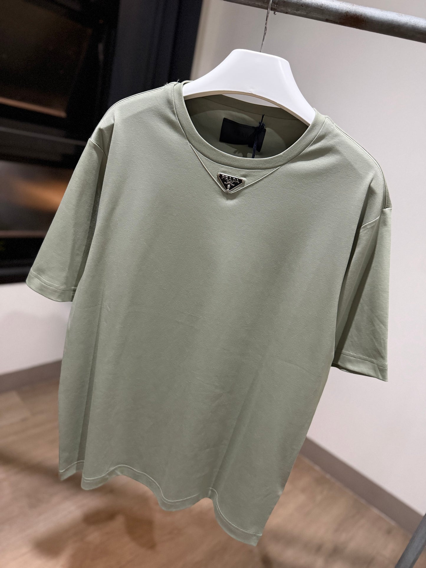 Prada Mid Logo Cotton T-Shirt (Sage)