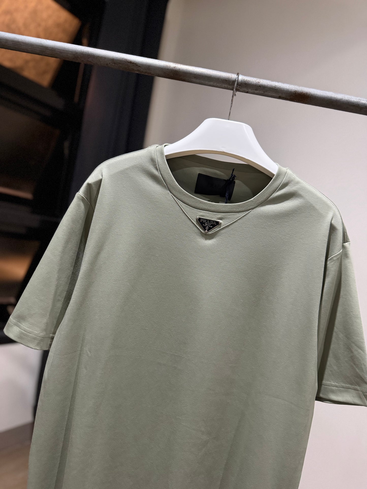 Prada Mid Logo Cotton T-Shirt (Sage)