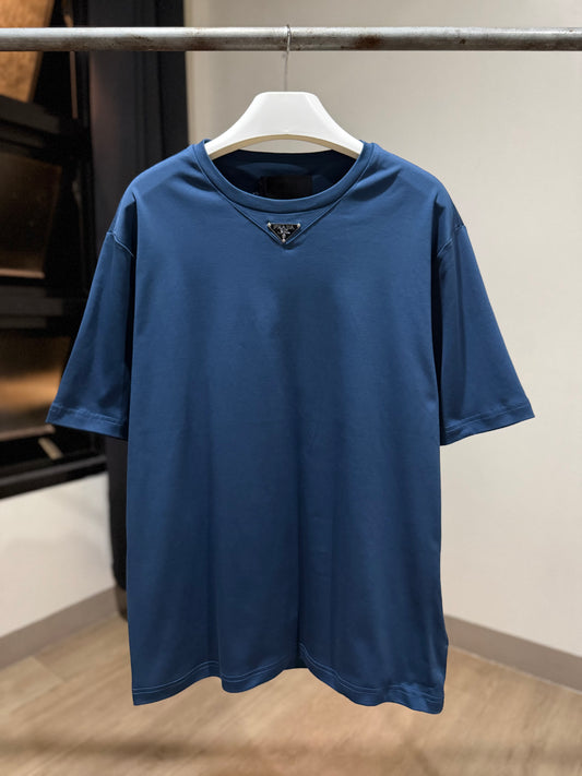 Prada Mid Logo Cotton T-Shirt (Aviator Blue)