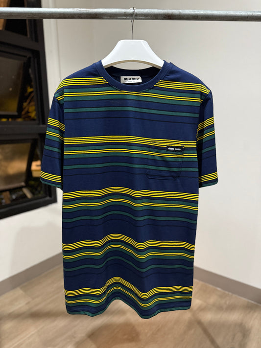 MiuMiu Blue/Bottle Striped T-Shirt