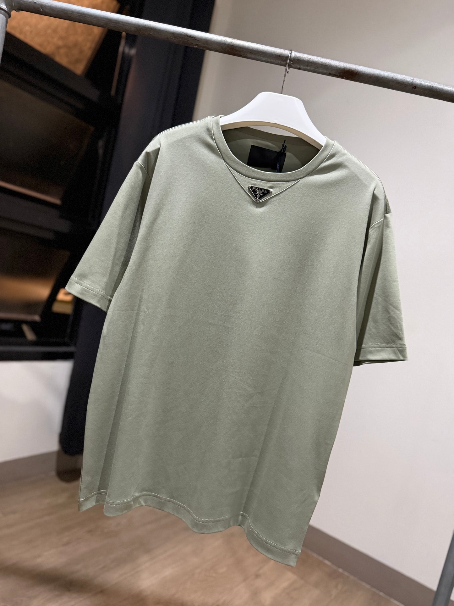Prada Mid Logo Cotton T-Shirt (Sage)