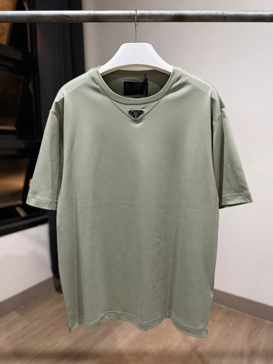 Prada Mid Logo Cotton T-Shirt (Sage)