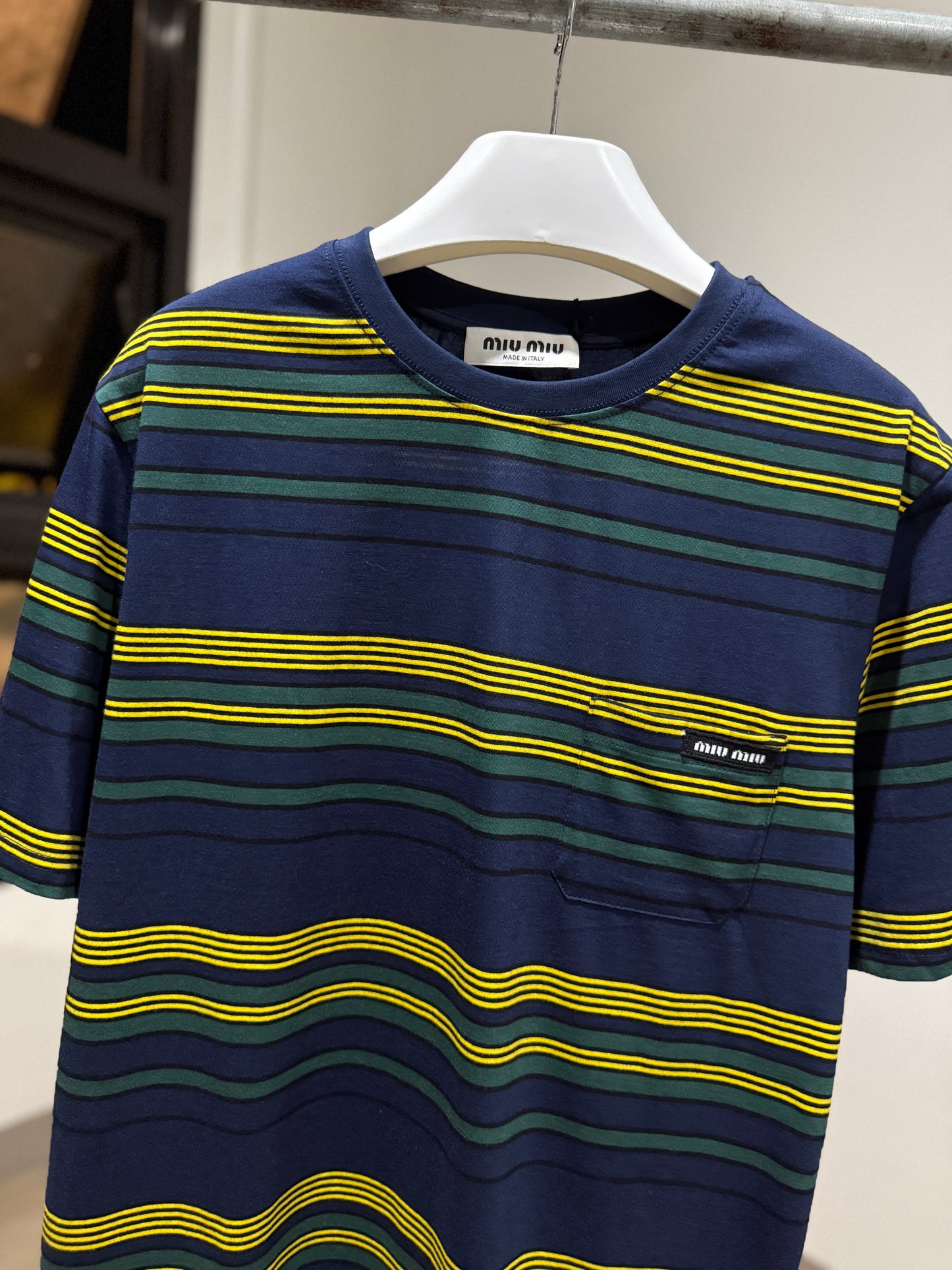MiuMiu Blue/Bottle Striped T-Shirt