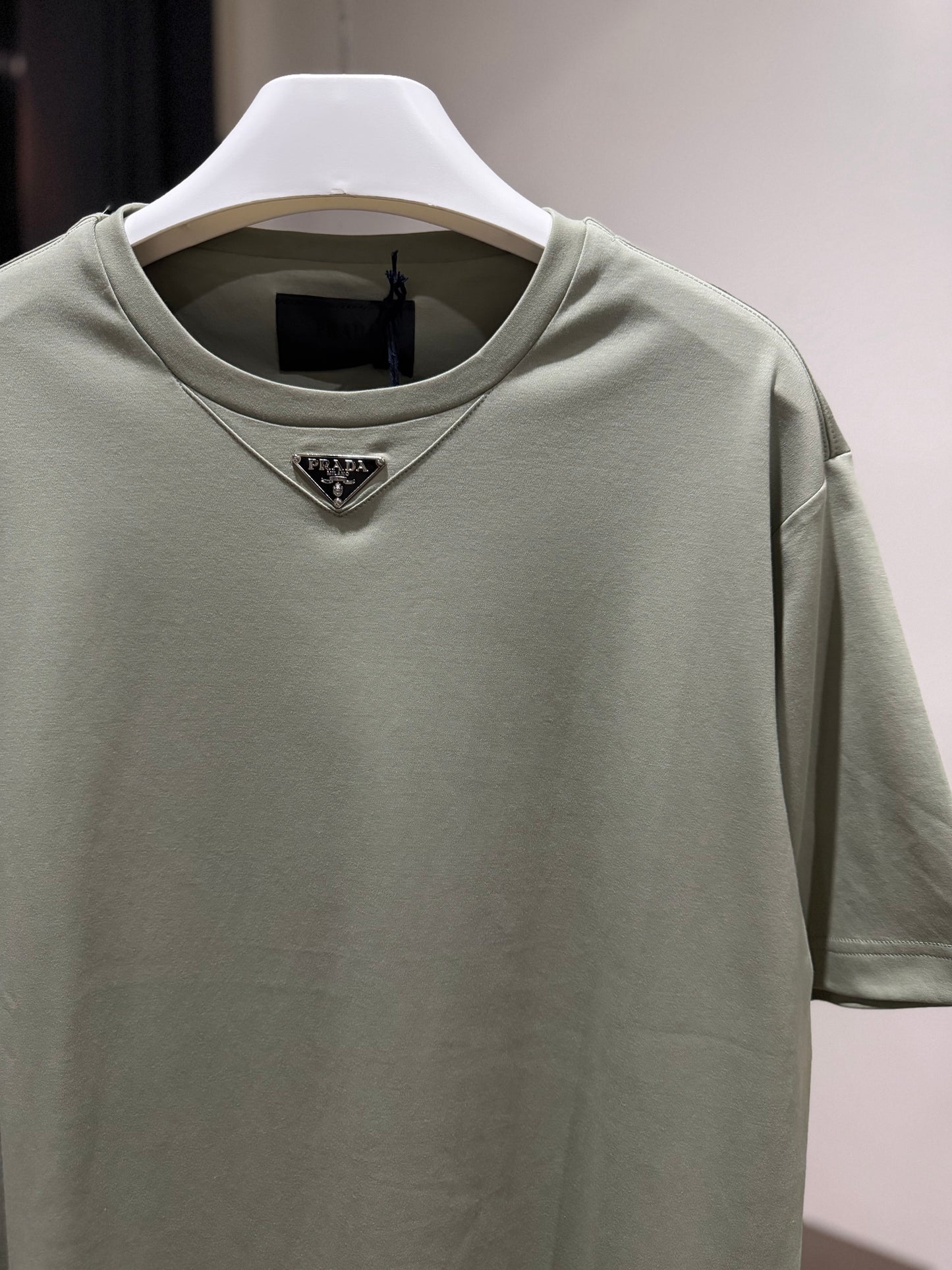 Prada Mid Logo Cotton T-Shirt (Sage)
