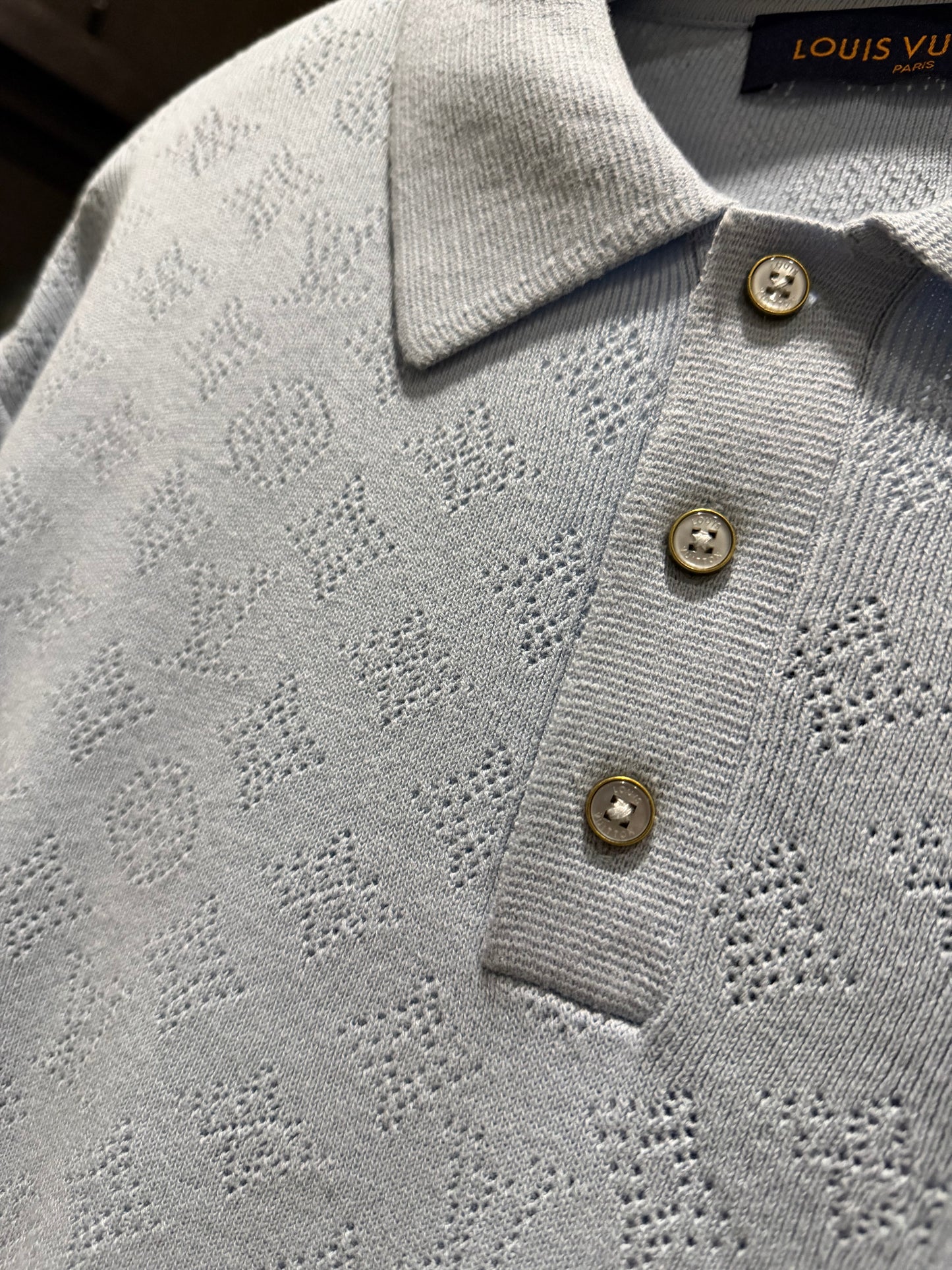Louis Vuitton Pointelle Polo Shirt (Blue)