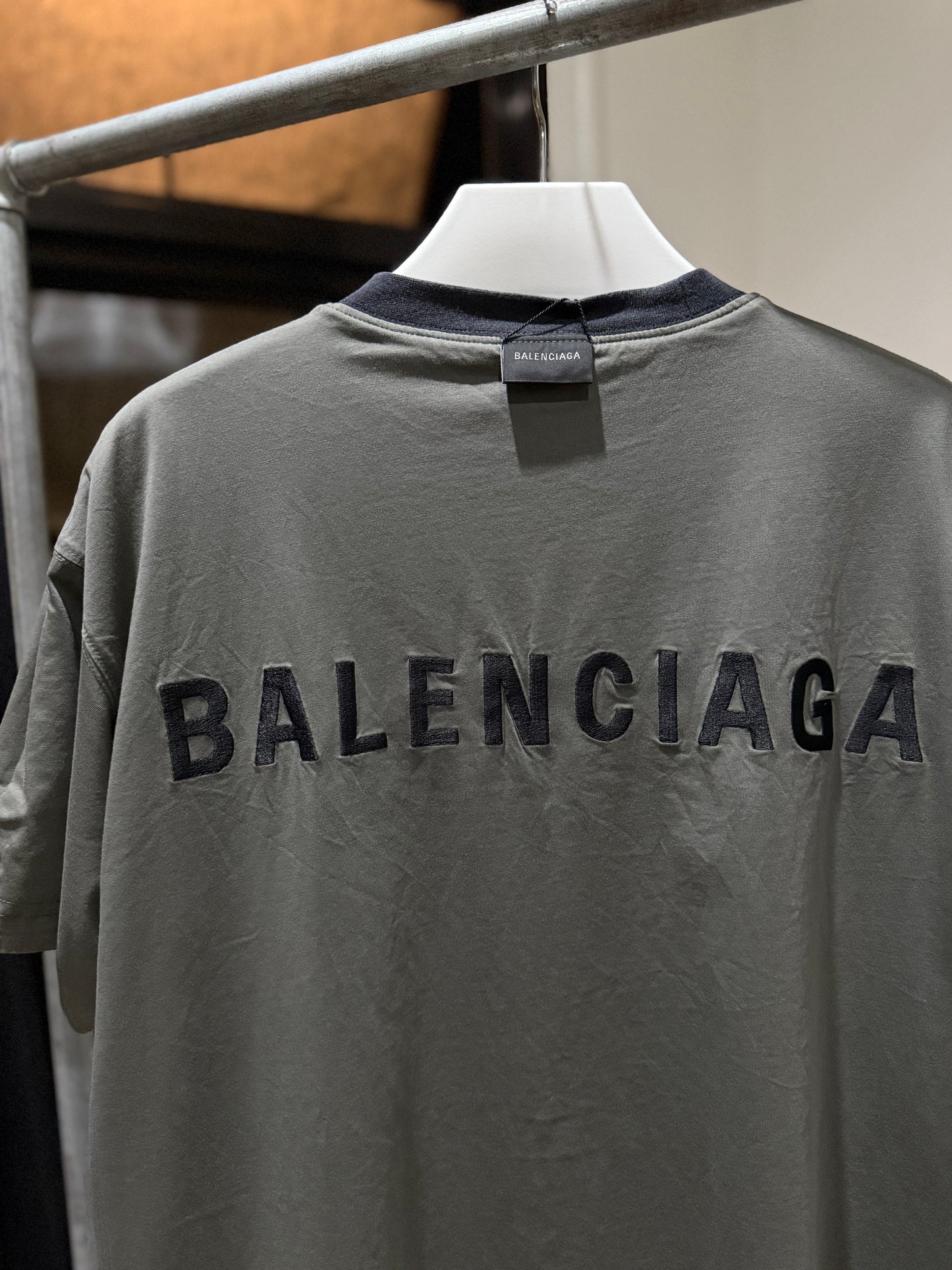 Balenciaga Back Reversible OS T-Shirt (Grey/Faded Black)