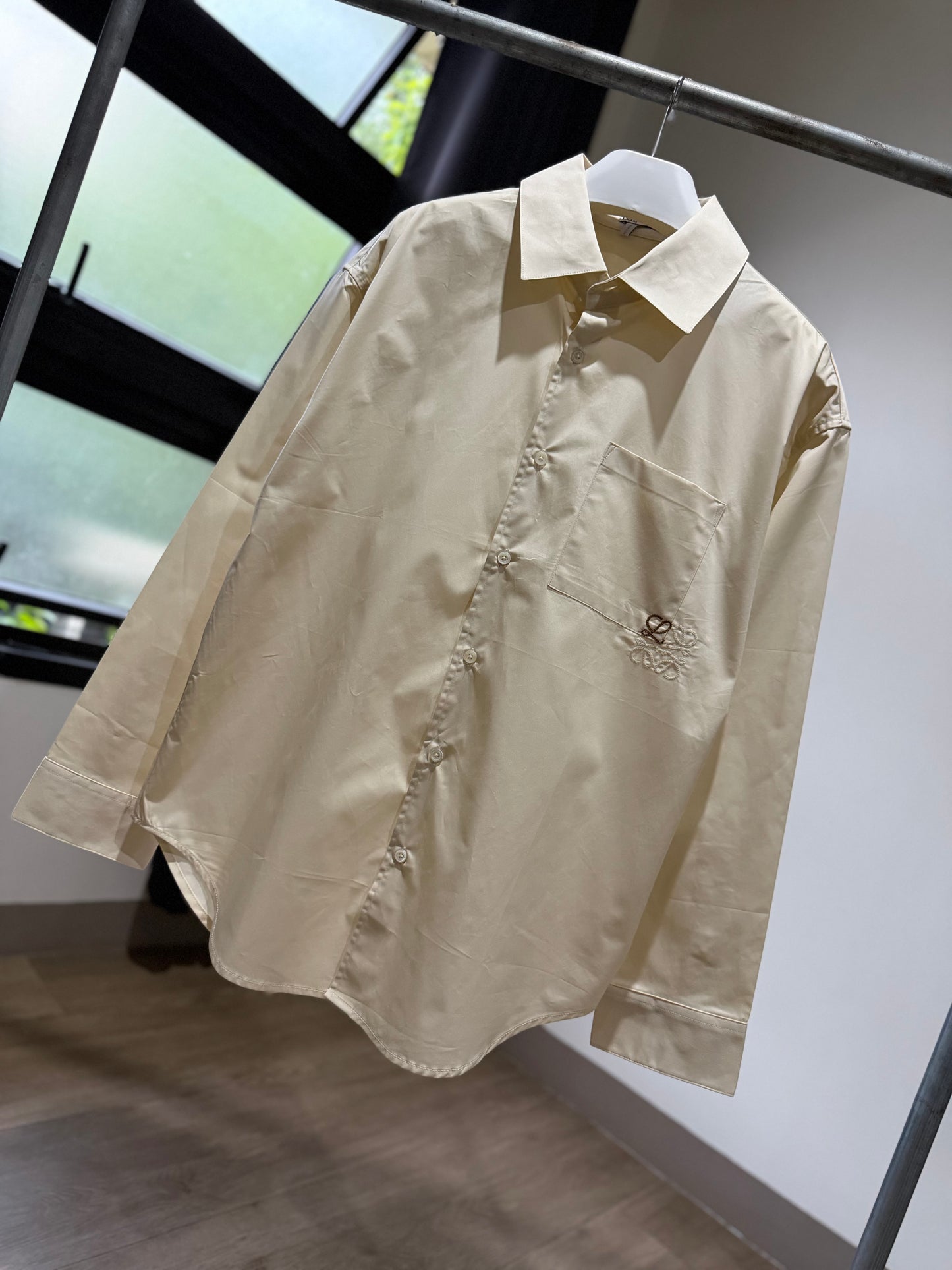 Loewe Anagram Embroidered Shirt (Beige)