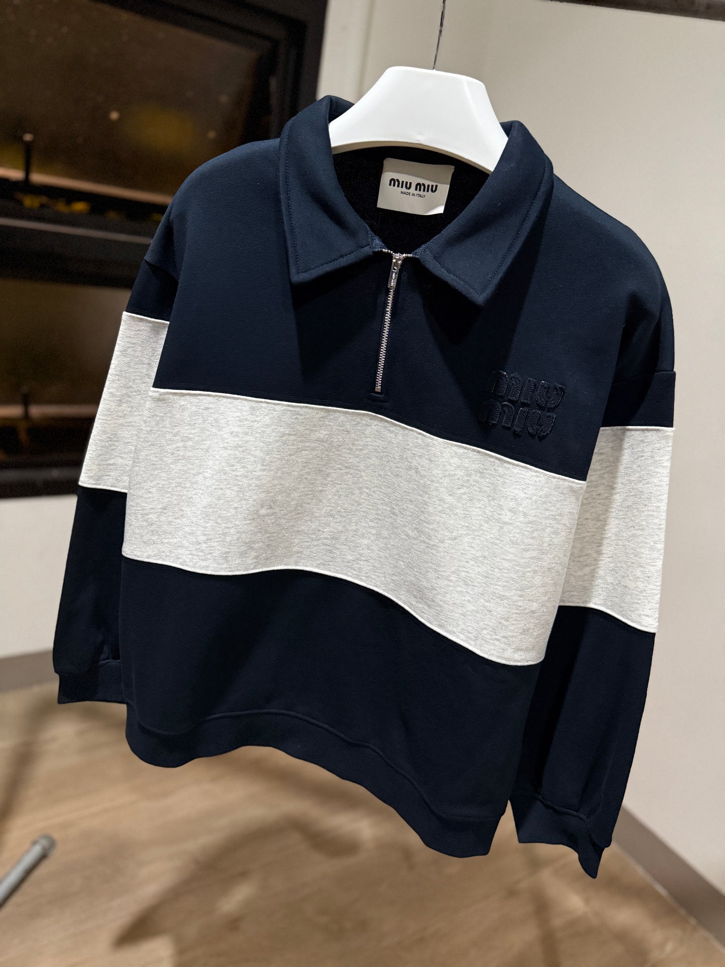 MiuMiu Q-Zip Cotton Sweatshirt