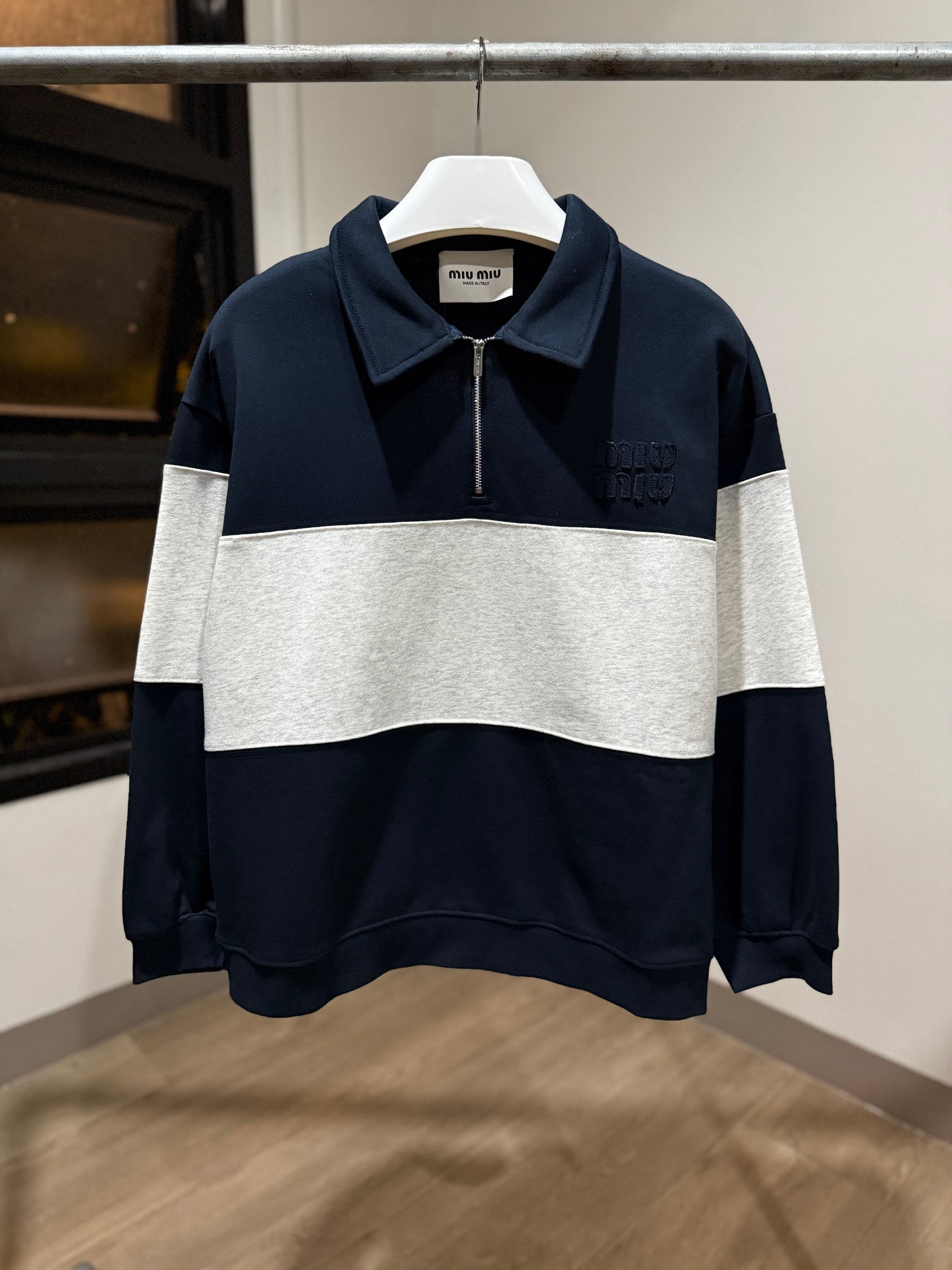 MiuMiu Q-Zip Cotton Sweatshirt