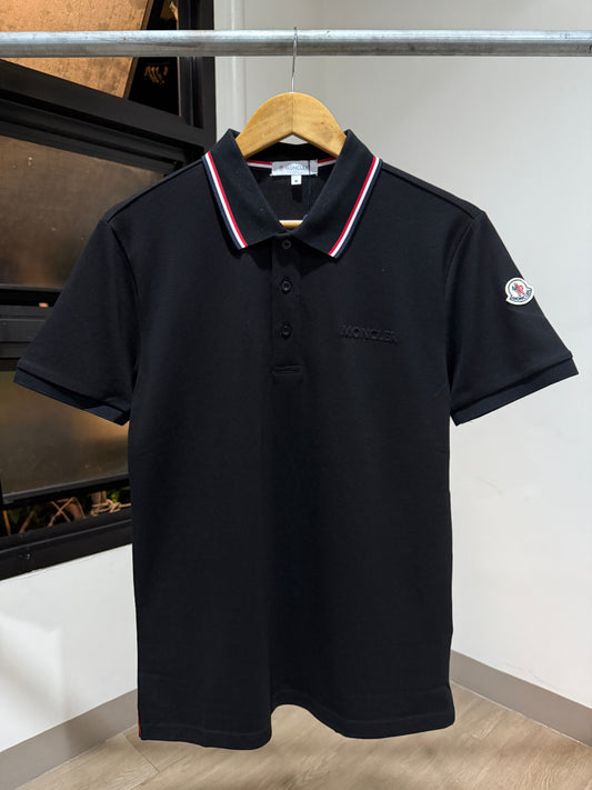 Moncler Embossed Logo Polo Shirt (Black)