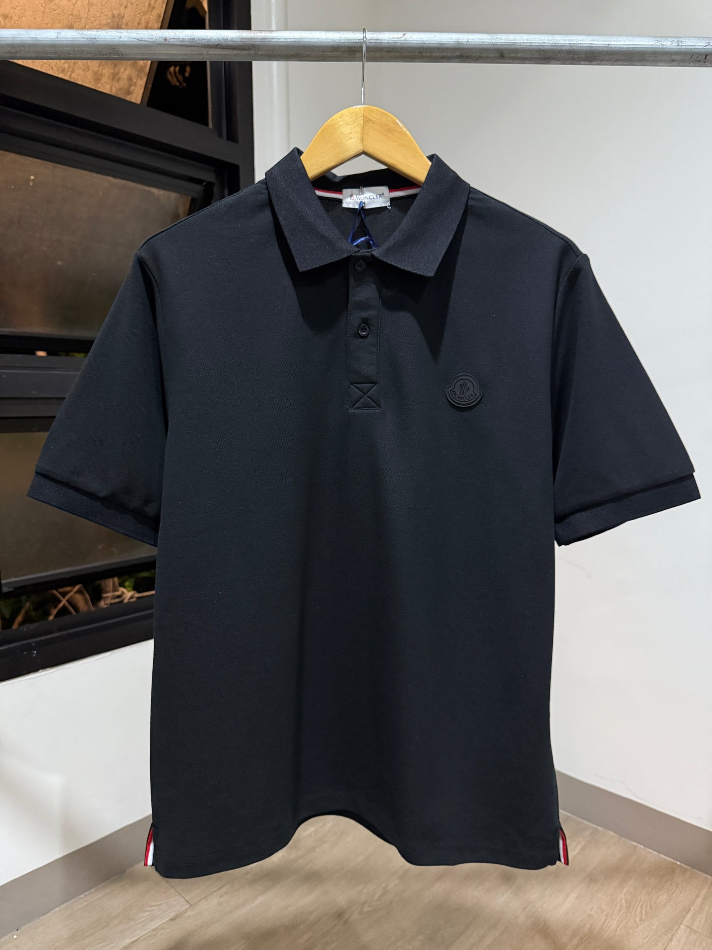 Moncler Black Logo Piquet Polo Shirt