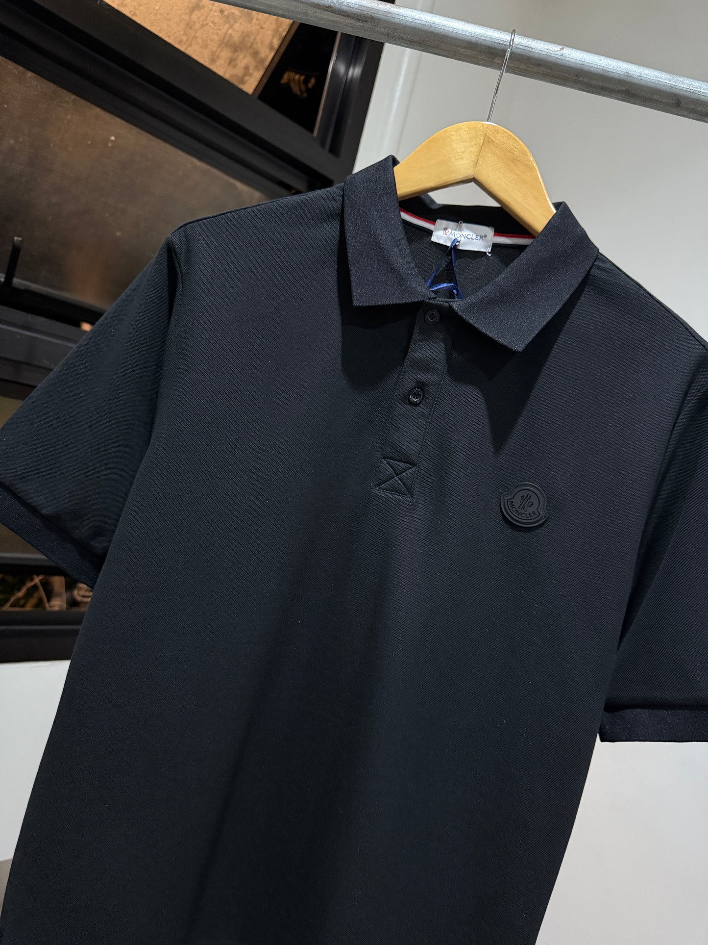 Moncler Black Logo Piquet Polo Shirt