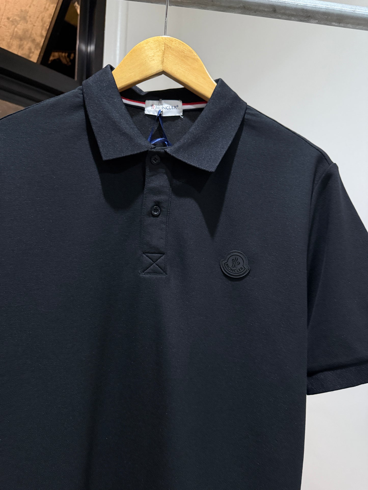 Moncler Black Logo Piquet Polo Shirt
