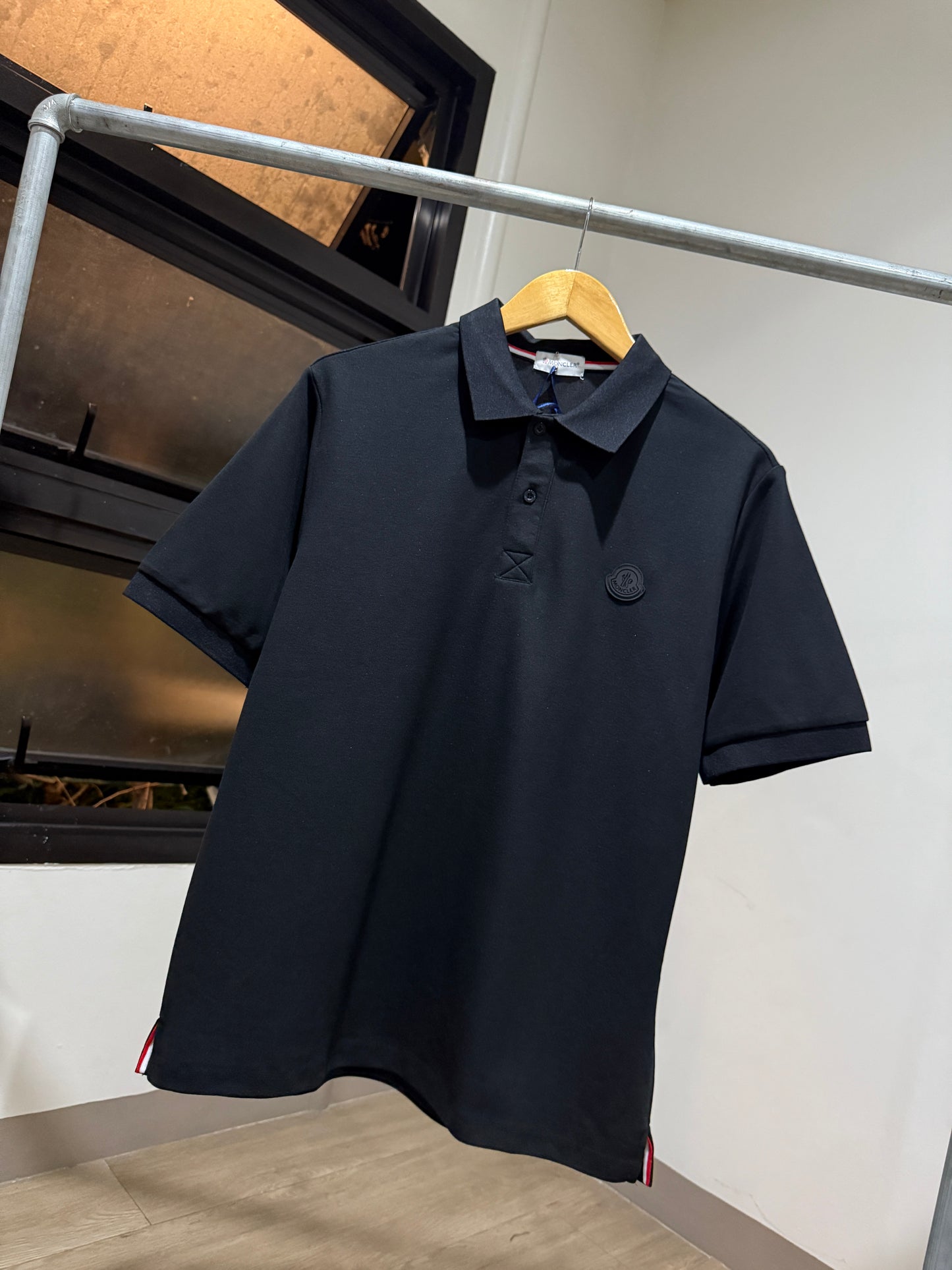 Moncler Black Logo Piquet Polo Shirt