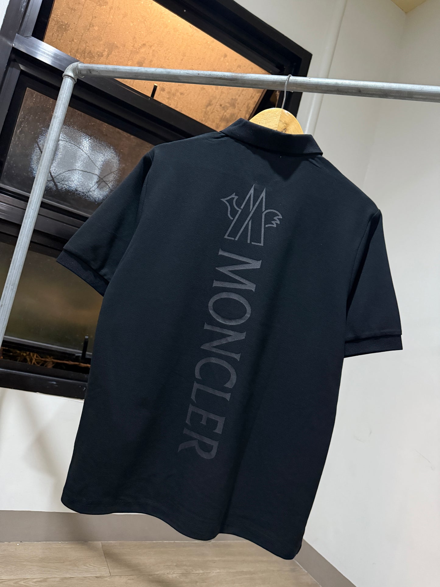 Moncler Black Logo Piquet Polo Shirt