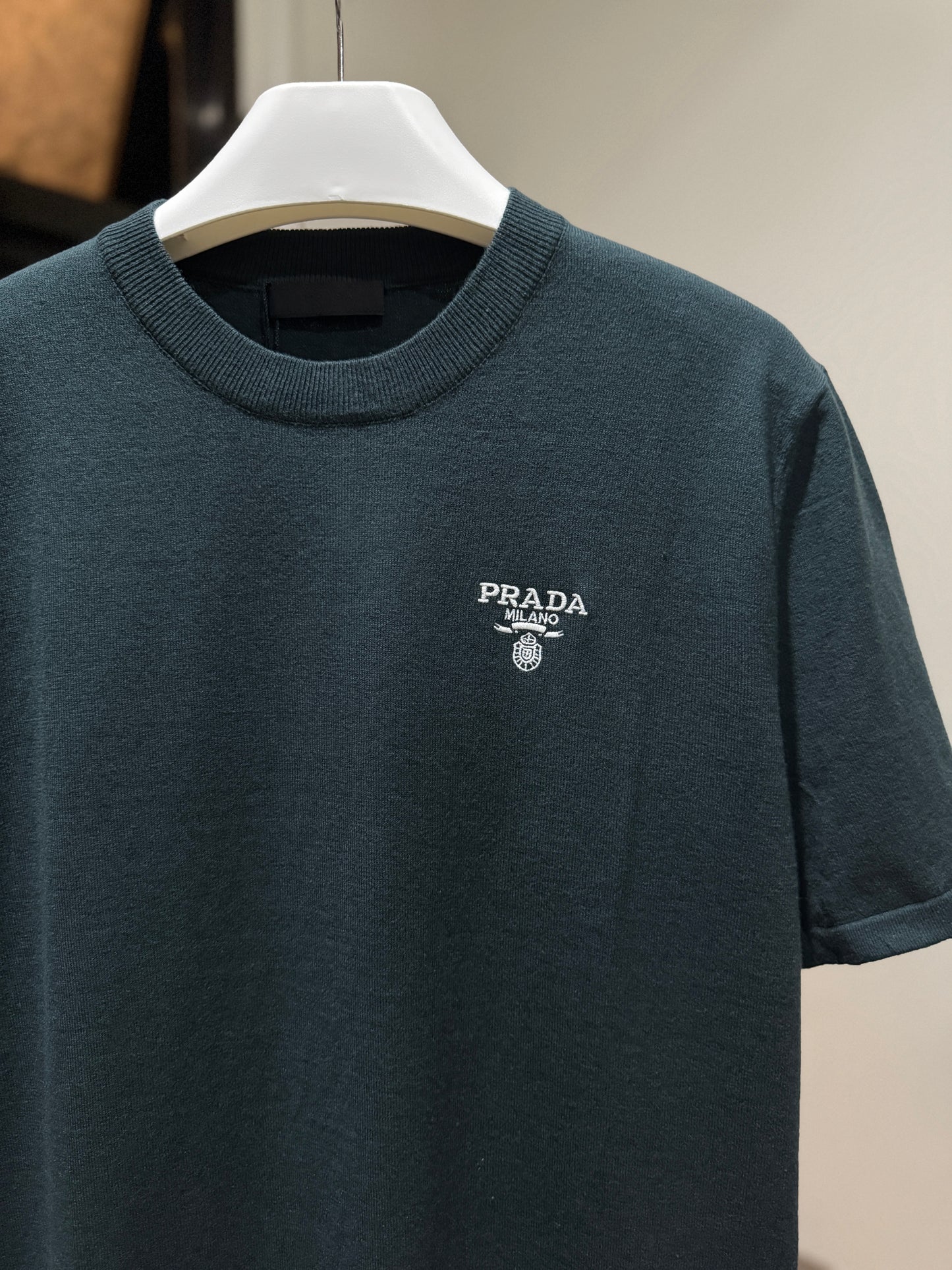Prada Embroidered Logo Crewneck (Iceberg)