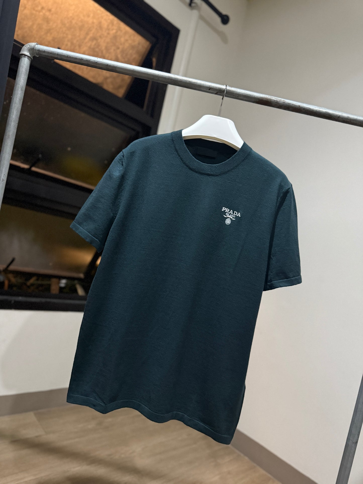 Prada Embroidered Logo Crewneck (Iceberg)