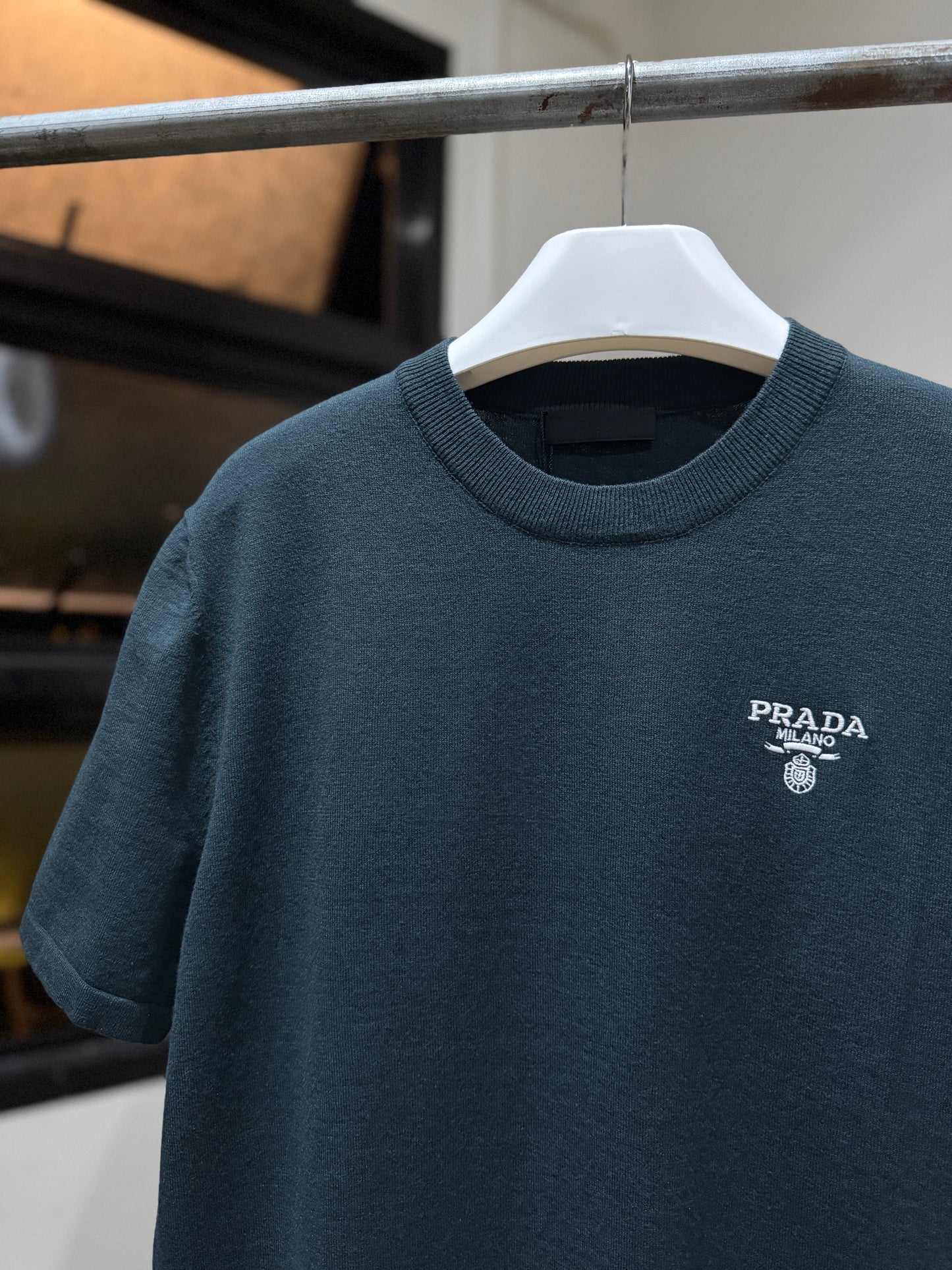 Prada Embroidered Logo Crewneck (Iceberg)