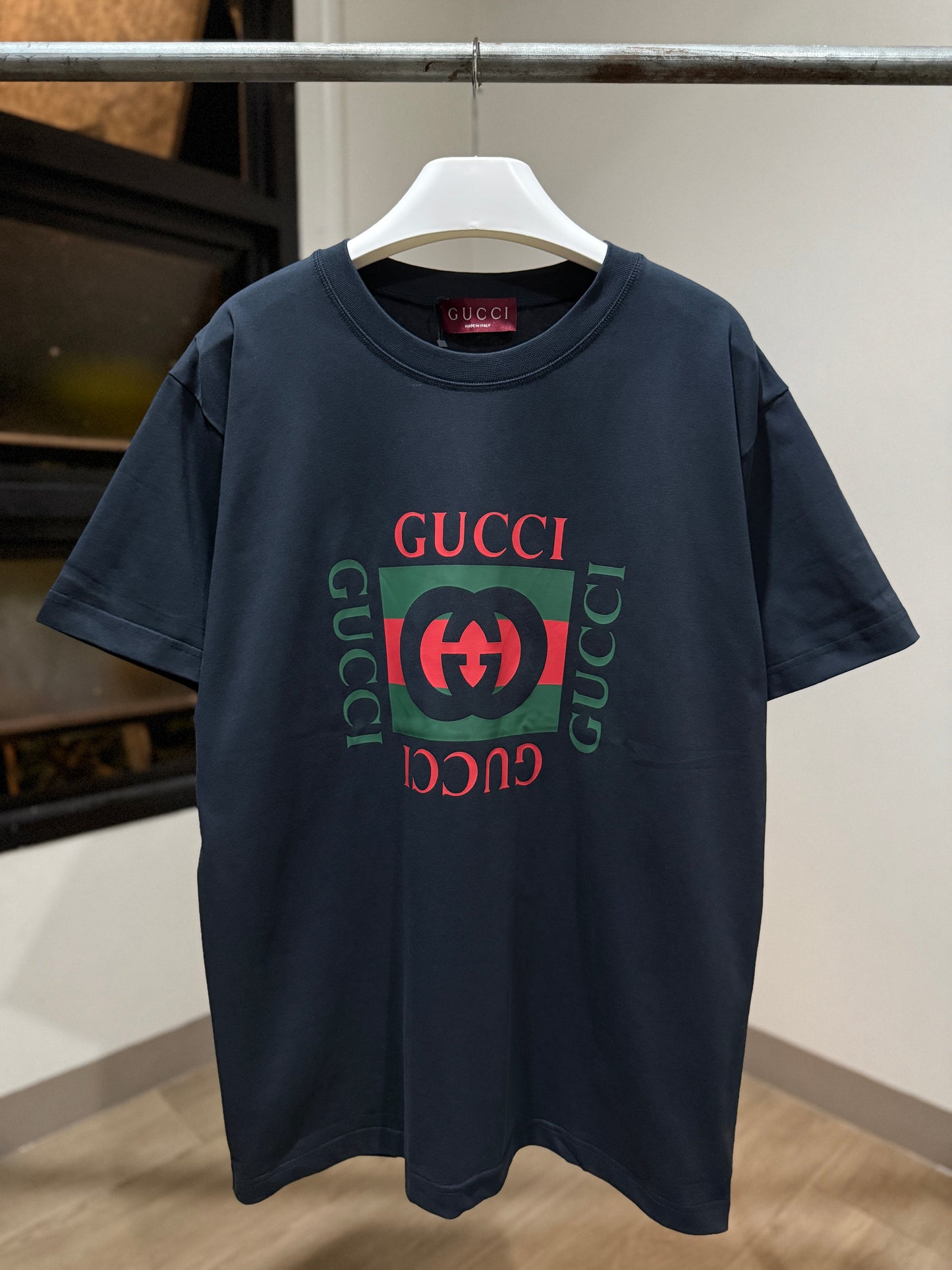 Gucci Printed Cotton T-Shirt (Navy)