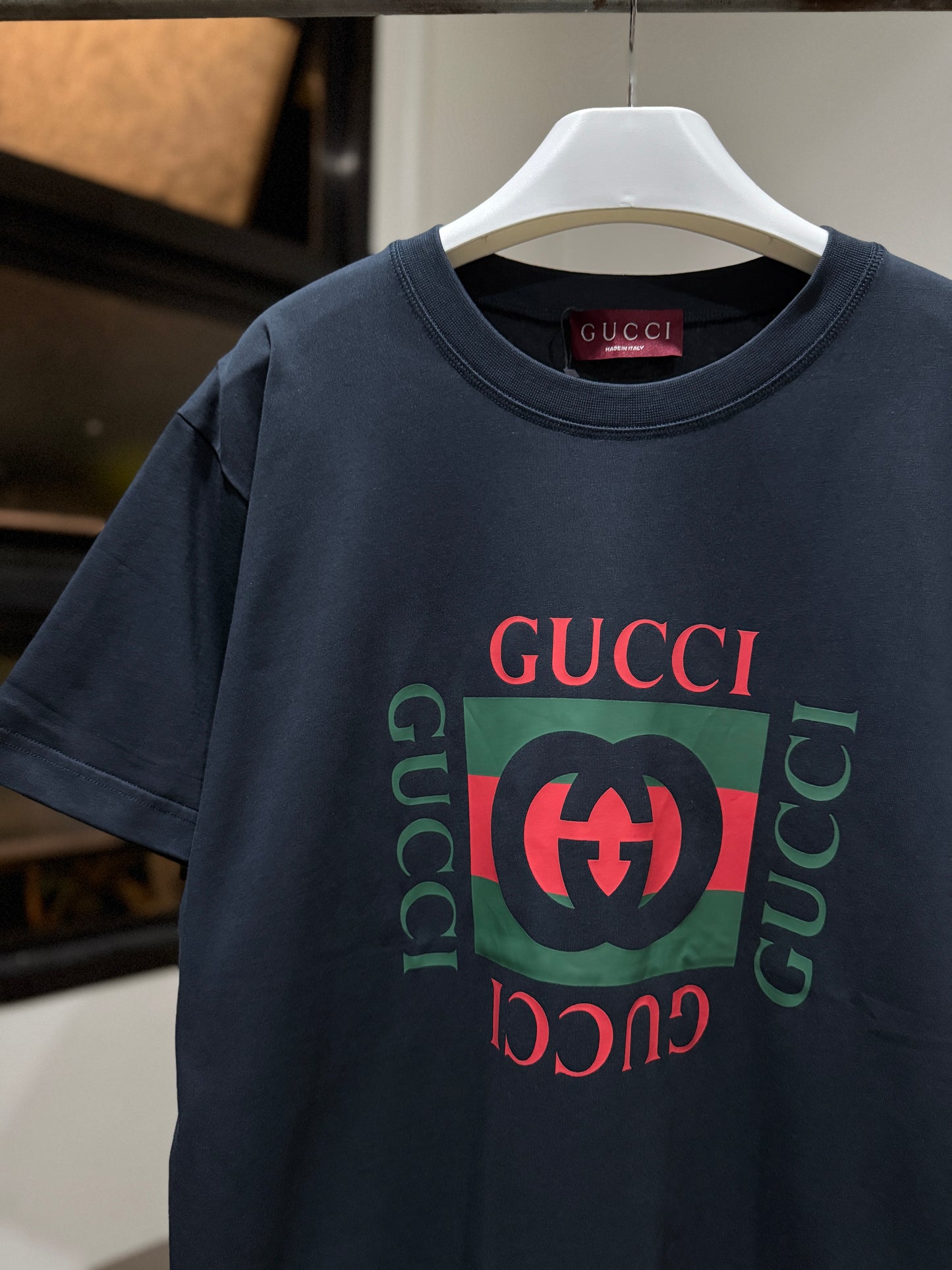 Gucci Printed Cotton T-Shirt (Navy)