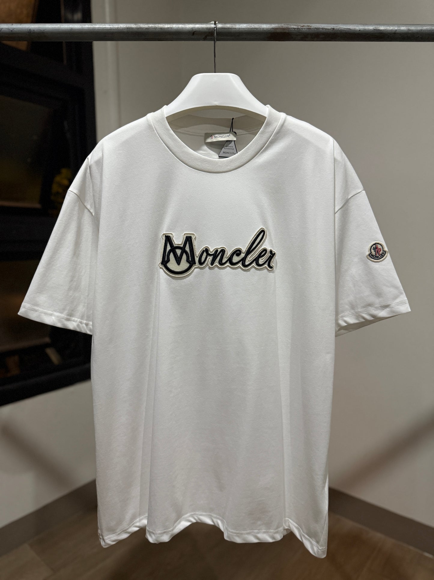 Moncler Embroidered Varsity T-Shirt (White)