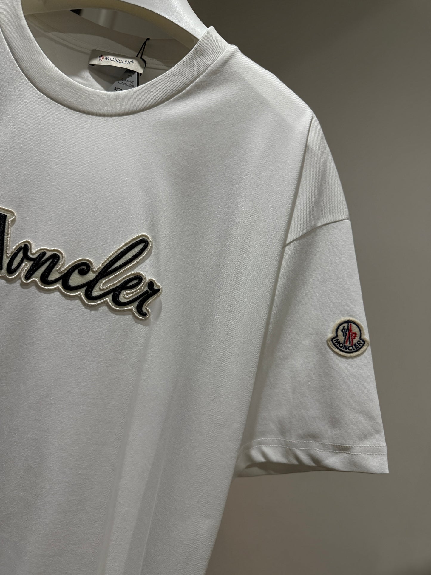 Moncler Embroidered Varsity T-Shirt (White)
