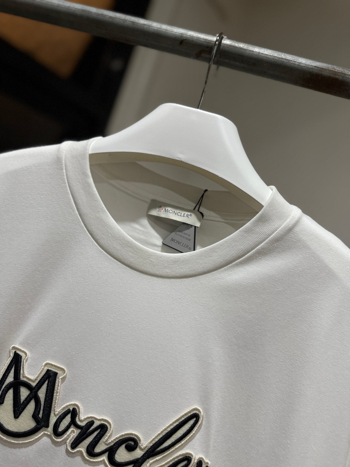 Moncler Embroidered Varsity T-Shirt (White)