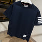 Thom Browne Short Sleeve 4-Bar T-Shirt (Navy)