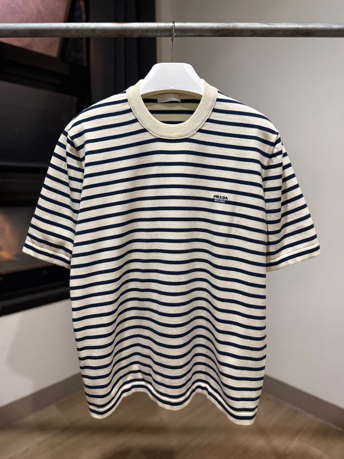 Prada Striped Short Sleeve Cotton T-Shirt