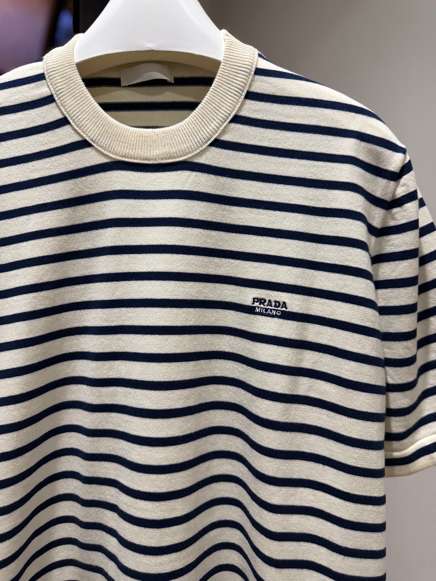 Prada Striped Short Sleeve Cotton T-Shirt