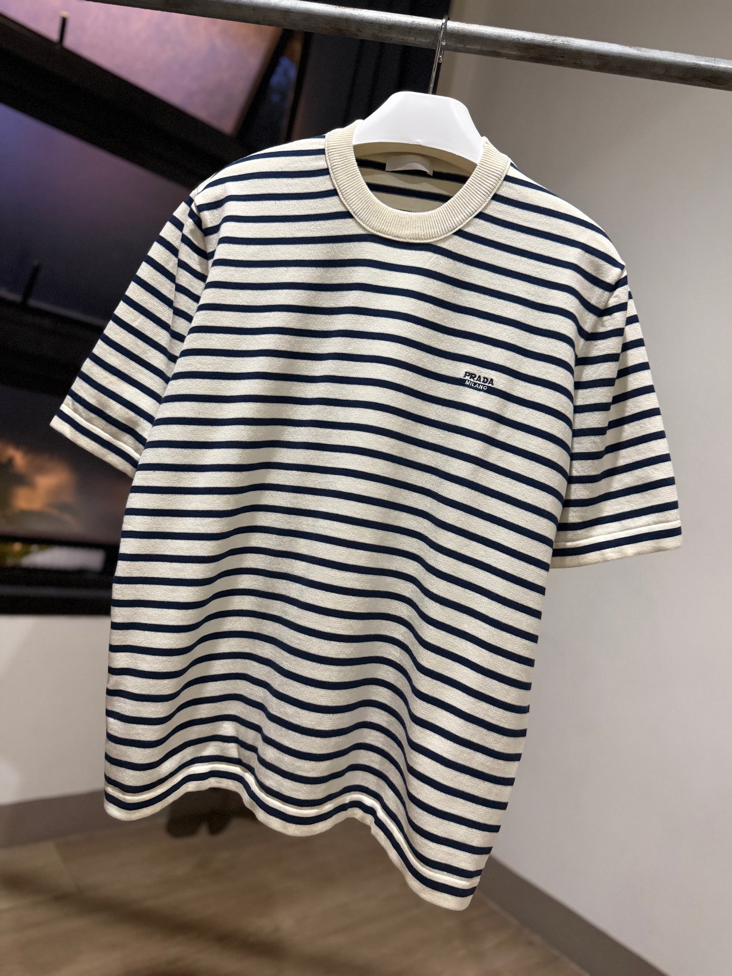 Prada Striped Short Sleeve Cotton T-Shirt