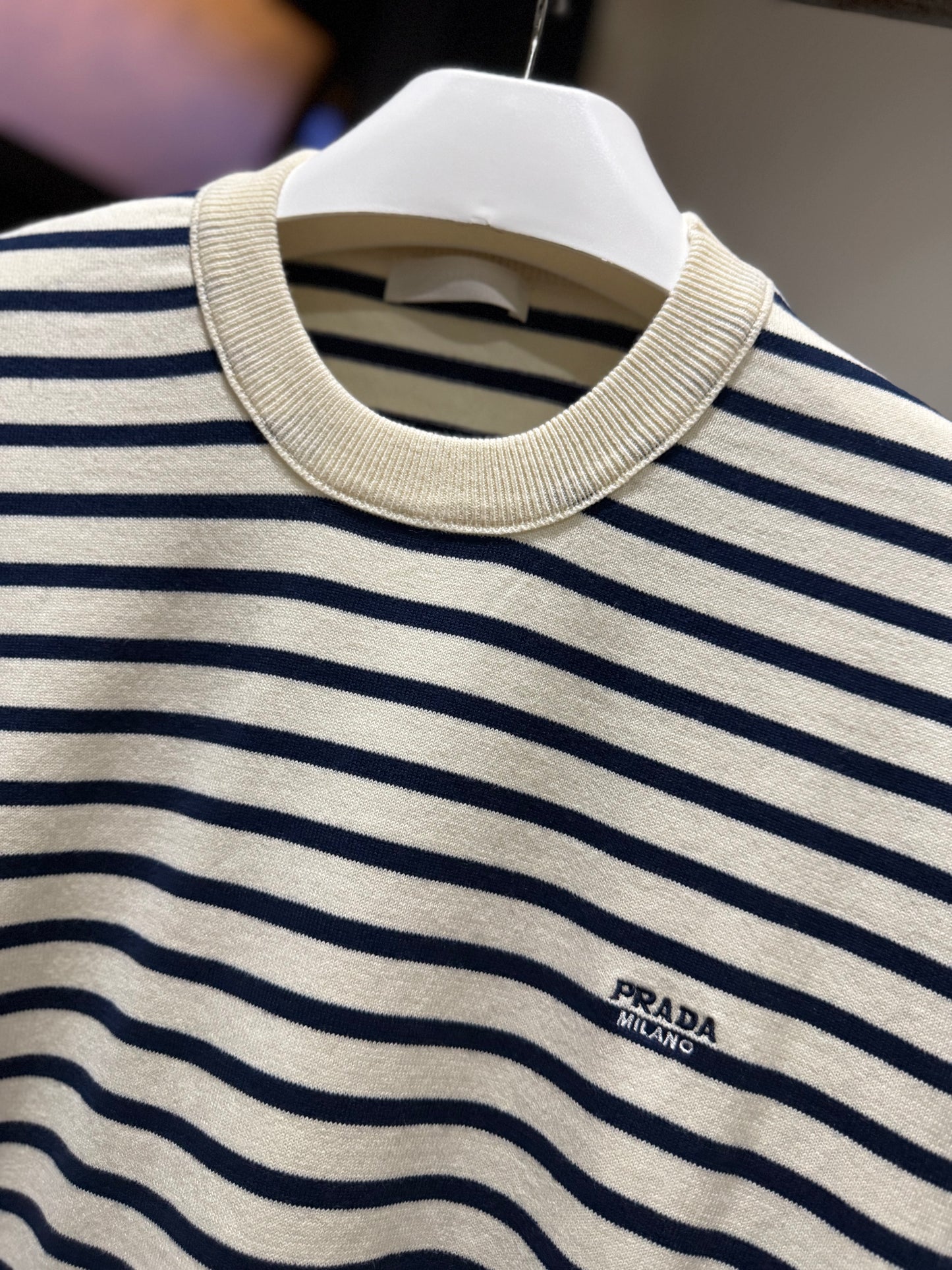 Prada Striped Short Sleeve Cotton T-Shirt