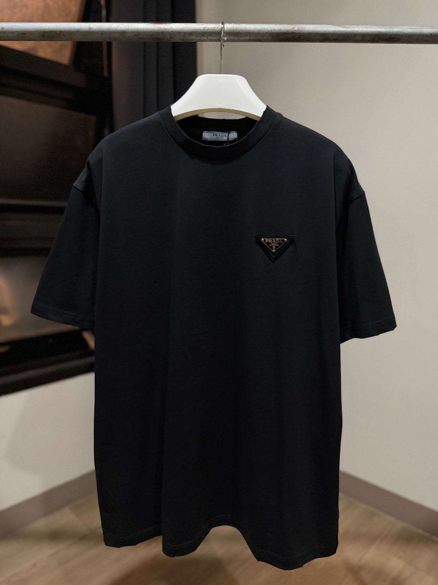 Prada Logo Cotton T-Shirt (Black)
