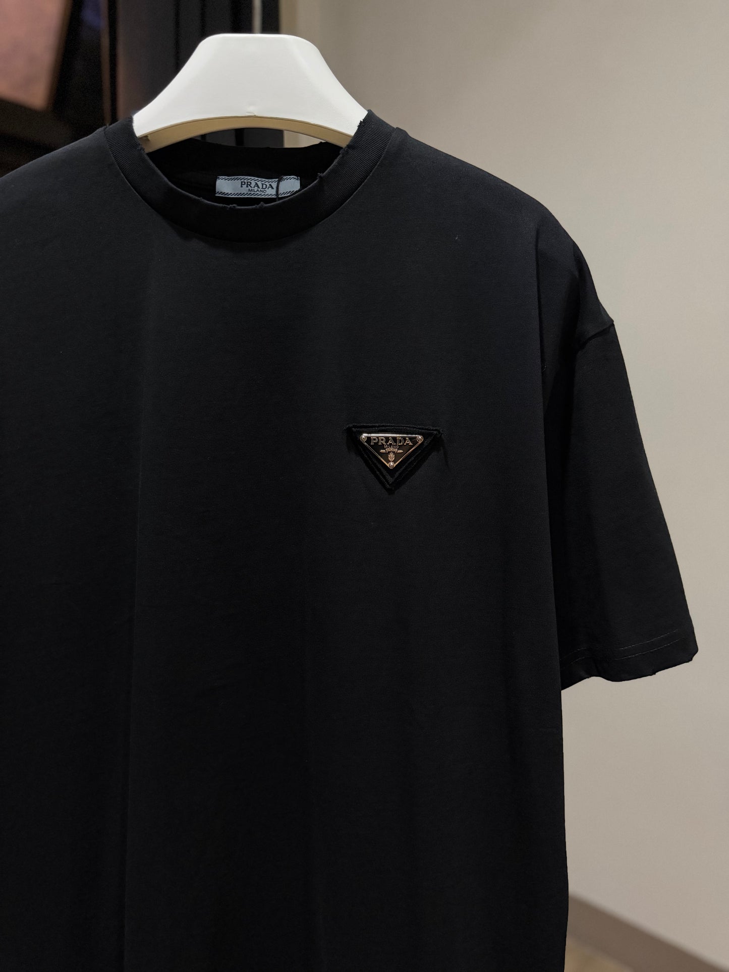 Prada Logo Cotton T-Shirt (Black)