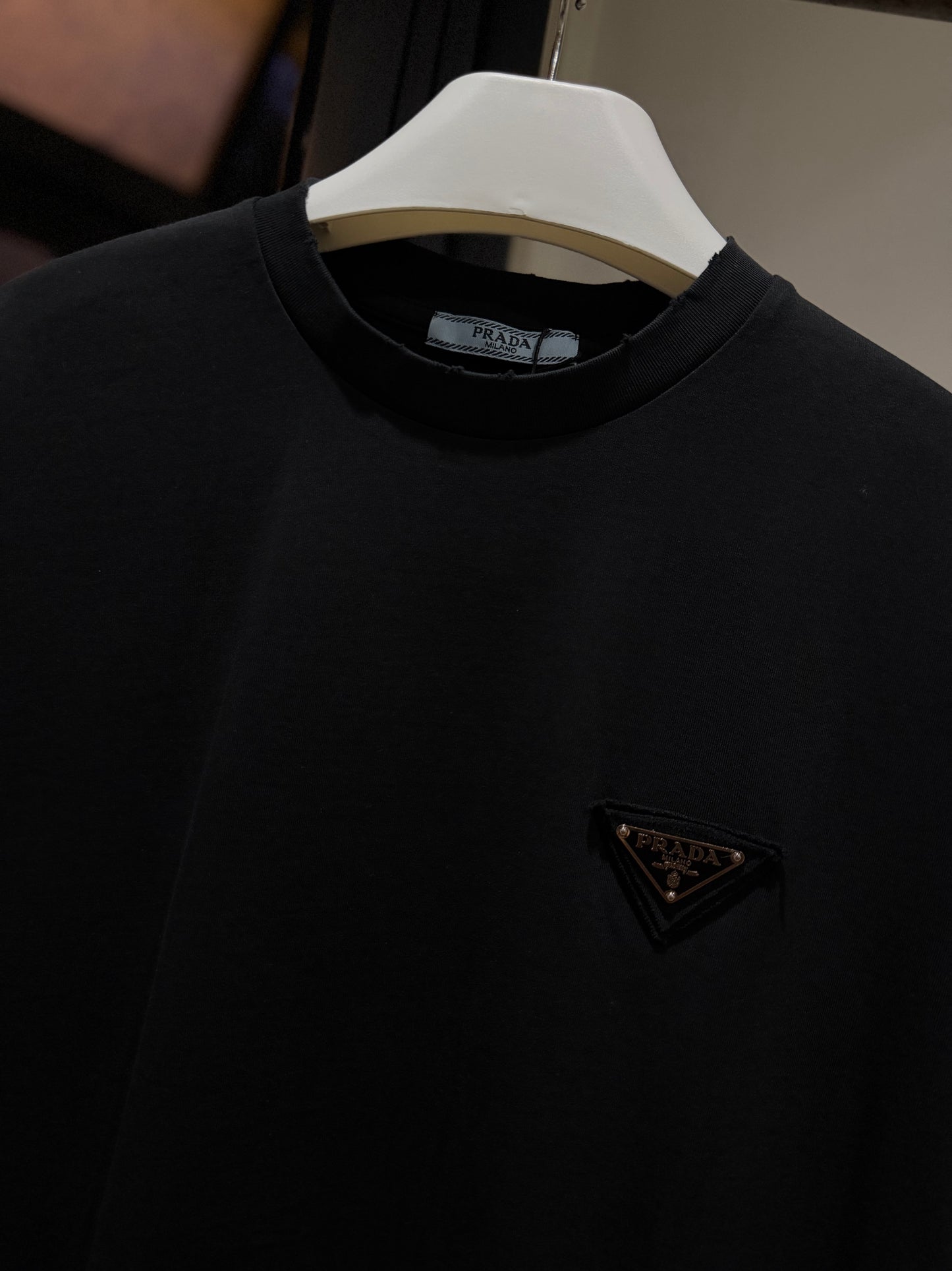 Prada Logo Cotton T-Shirt (Black)