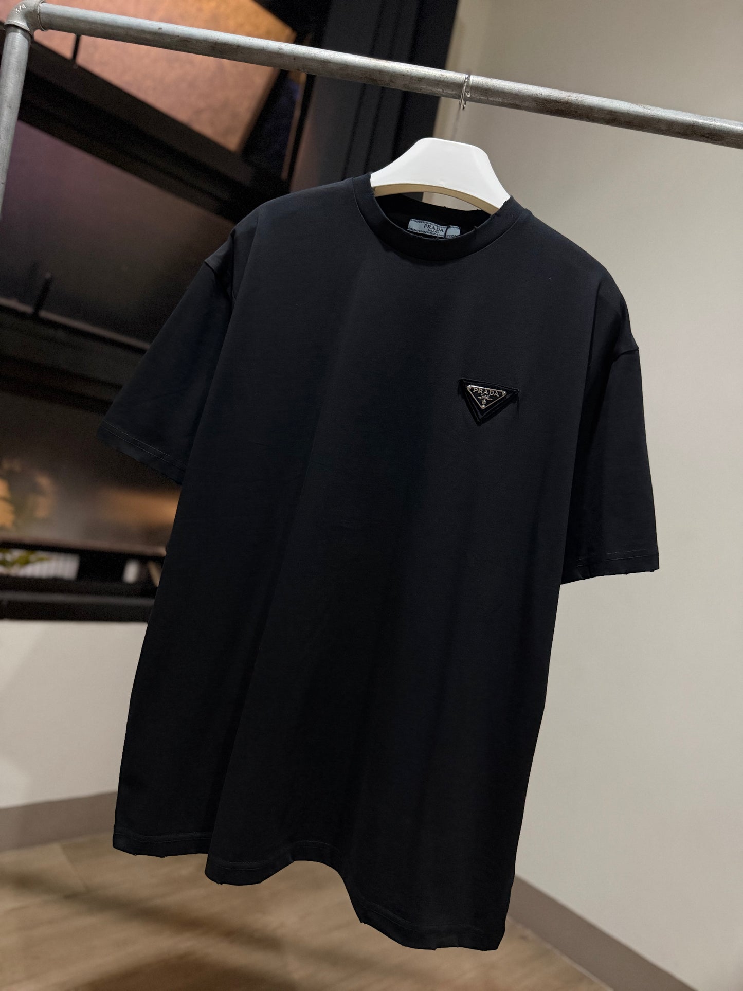 Prada Logo Cotton T-Shirt (Black)