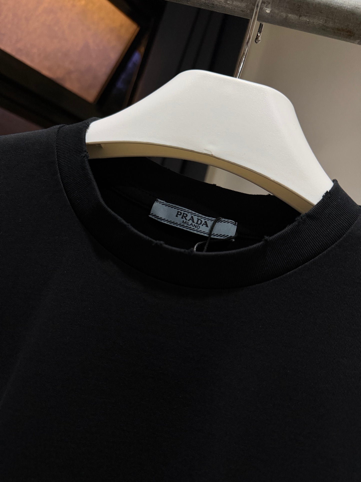 Prada Logo Cotton T-Shirt (Black)