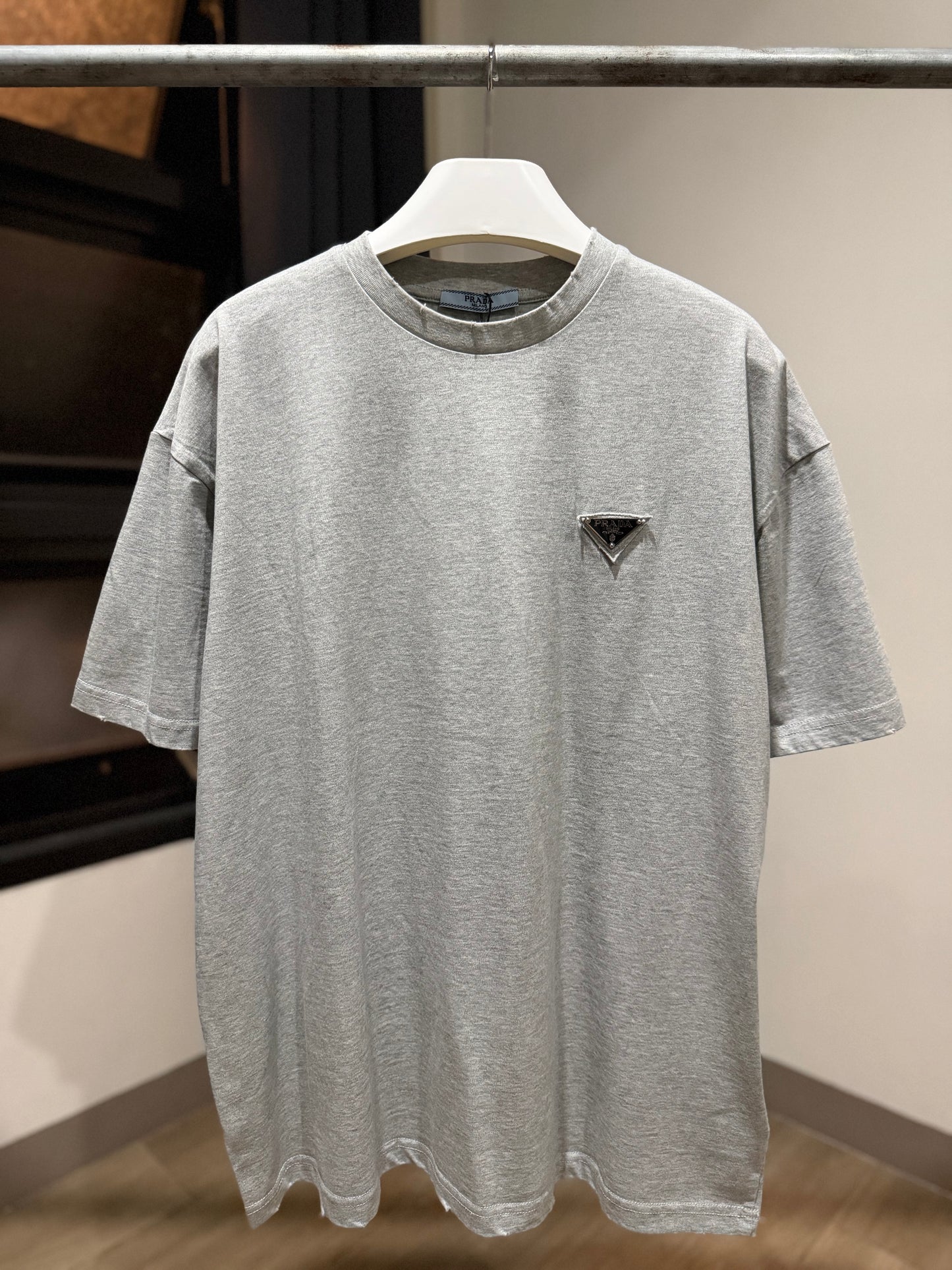 Prada Logo Cotton T-Shirt (Gray)