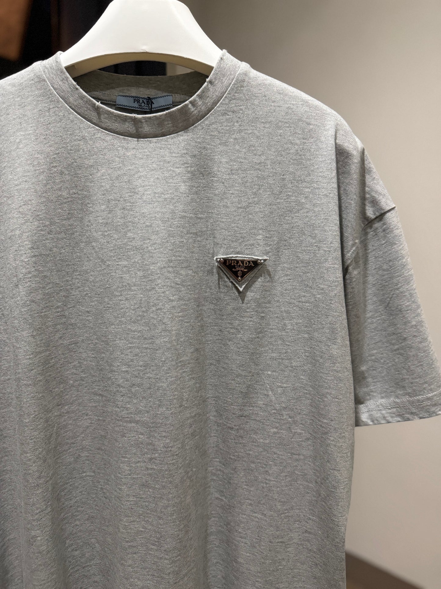Prada Logo Cotton T-Shirt (Gray)