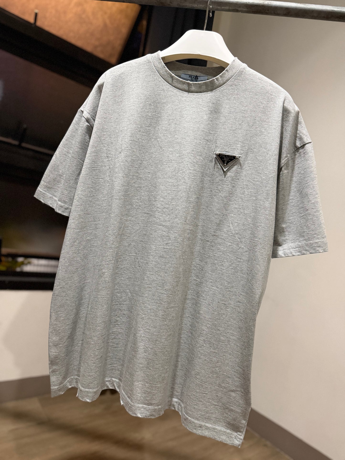 Prada Logo Cotton T-Shirt (Gray)