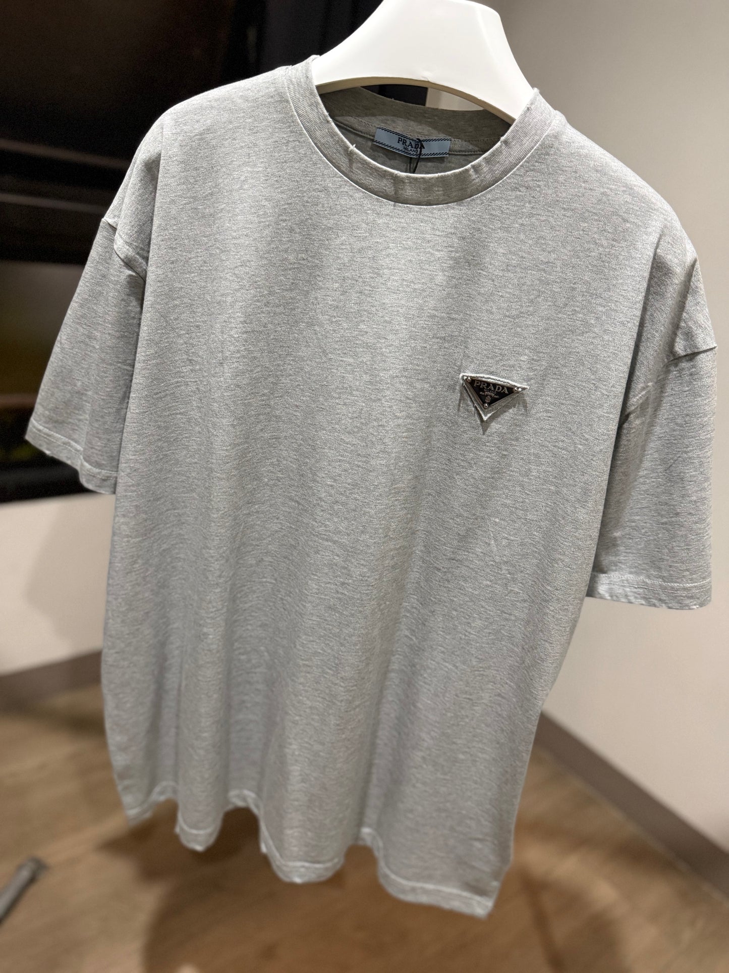 Prada Logo Cotton T-Shirt (Gray)