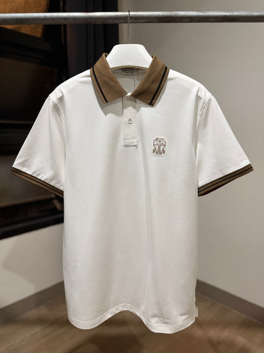 Brunello Cucinelli Pique Polo Shirt (White)