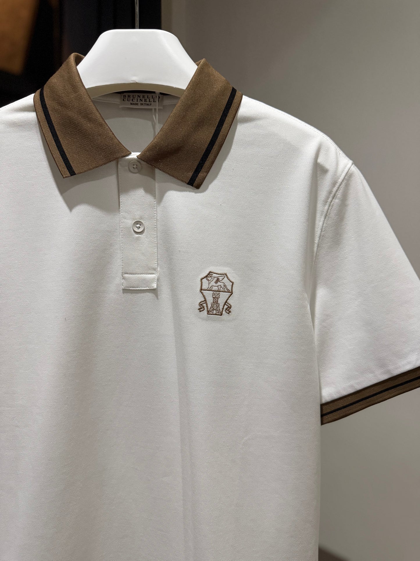 Brunello Cucinelli Pique Polo Shirt (White)