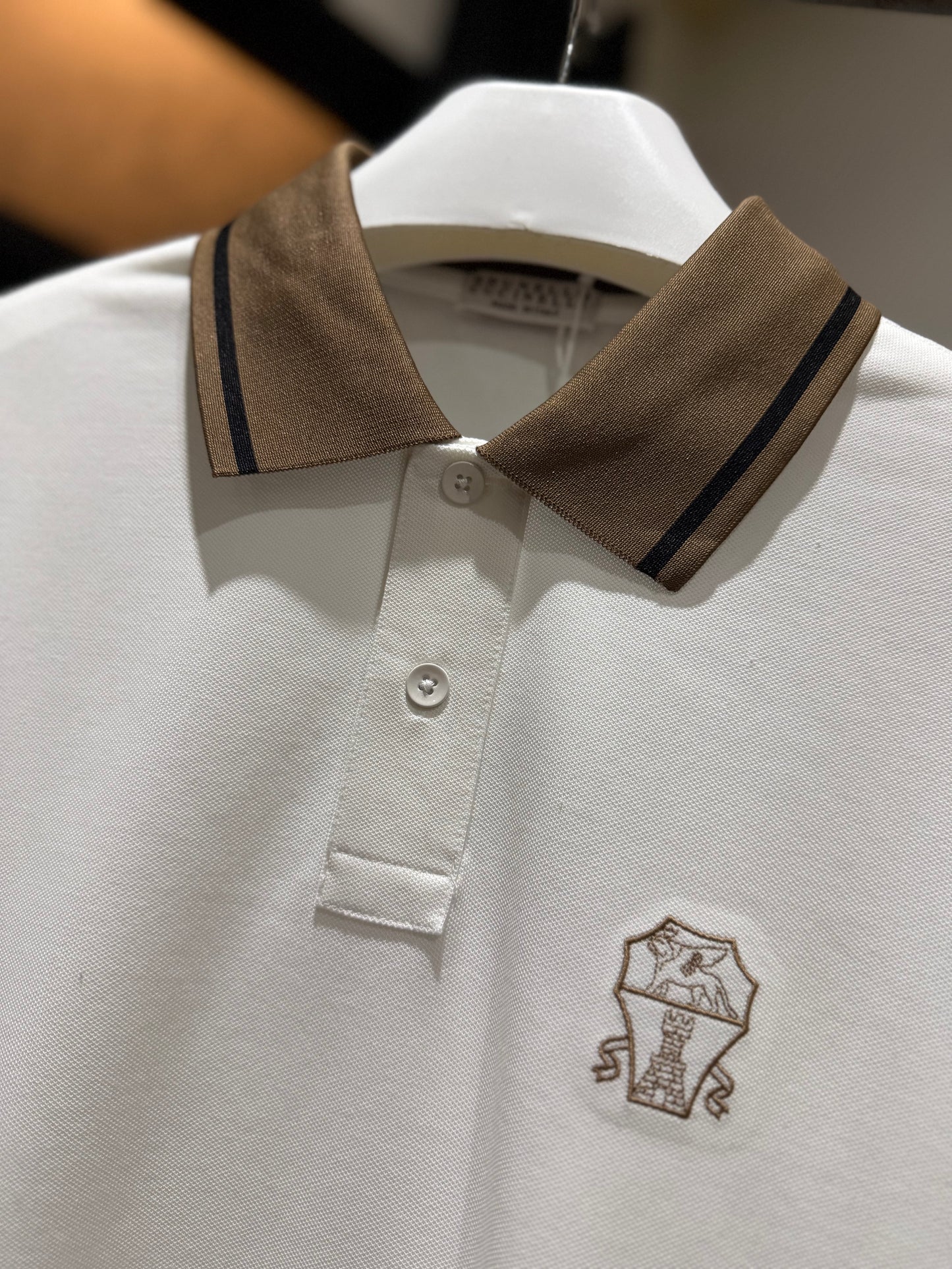 Brunello Cucinelli Pique Polo Shirt (White)