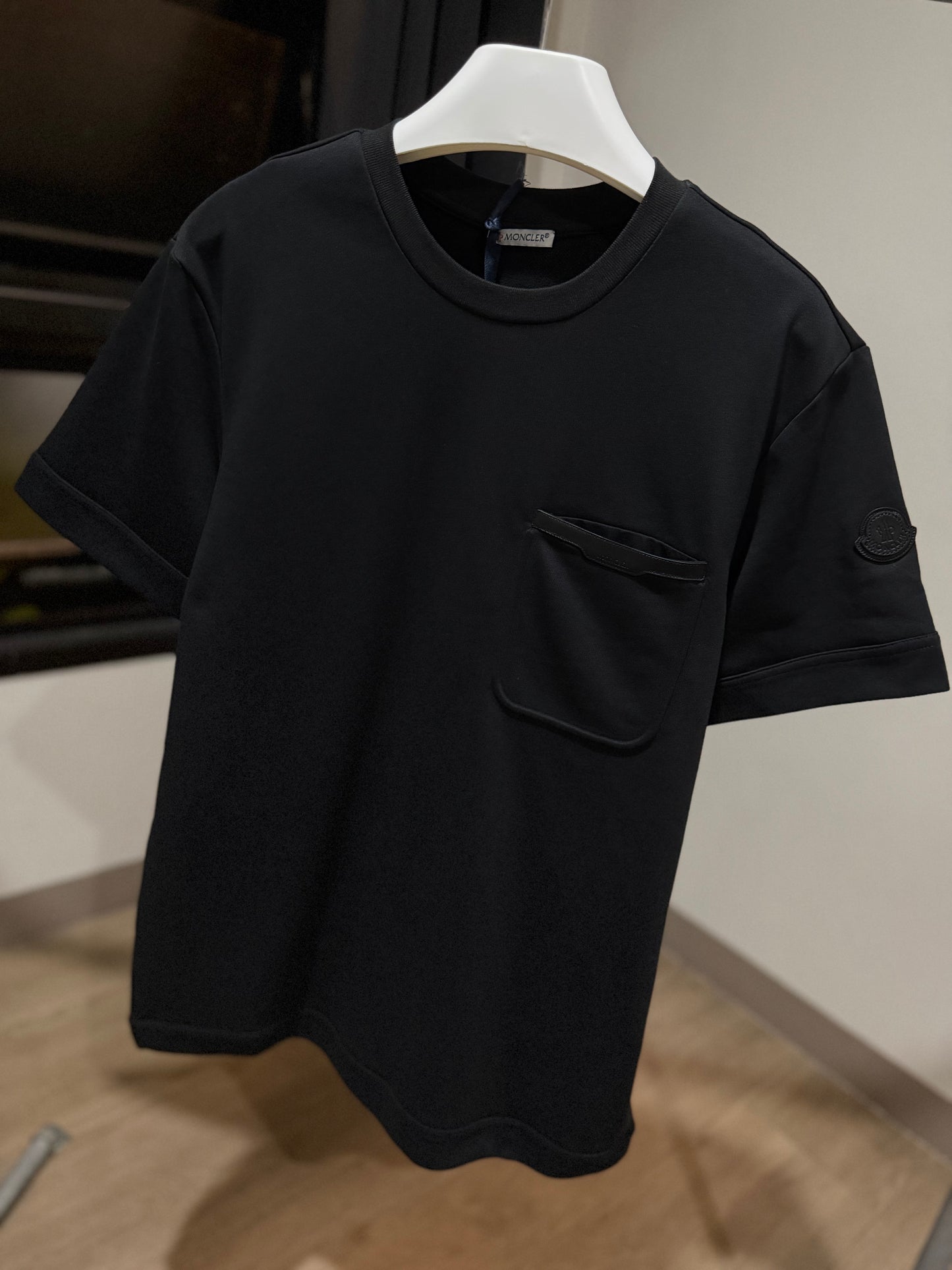 Moncler Leather Trim T-Shirt (Black)